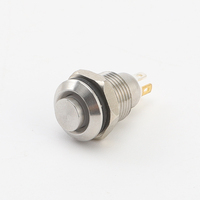 Bouton poussoir 8mm 10MM 12mm sans blocage des contacts normalement fermés Base à 4 broches bouton métallique rouge