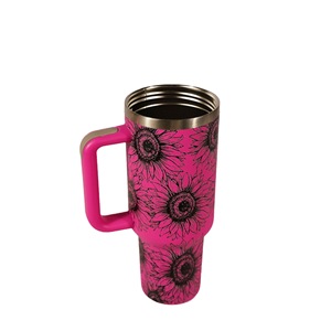 Stainless Steel Tumbler 40oz Insulated With Sunflower Design Travel Mug - Product Image 1