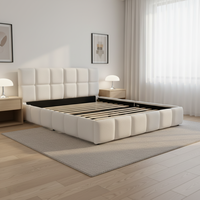 Nouvelle conception de lit king size européen avec cadre rembourré en tissu doux, structure en bois MDF, panneau en contreplaqué, couleur personnalisable