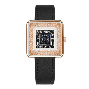 Montre à quartz pour femme avec chiffres romains carrés et bracelet en cuir, montre élégante pour femme. - Product Image 6