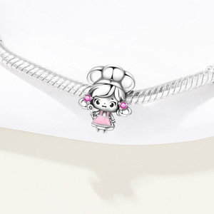 Cross-border spot white <b>copper</b> trending dessert girl beaded <b>bracelet</b> jewelry accessories for women - Product Image 3