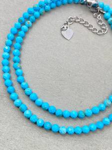 Collar de Turquesa Facetada, Joyería Delicada con Piedras Preciosas, Cuentas Microfacetadas, Collar de Cristal, Joyería Minimalista, Pequeña Piedra Preciosa - Product Image 4