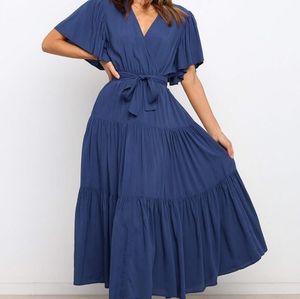 2025 señoras elegante temperamento vestido moda cuello pico manga corta mujeres al aire libre diario fiesta cena boda <span class=keywords><strong>y</strong></span> otros <span class=keywords><strong>vestidos</strong></span> largos - Product Image 5