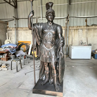 Hars-glasvezel Victory Angel beeld, klassieke westerse godin sculptuur, bronzen afwerking, op maat gemaakt, buiten ornament voor plaza en landschap.