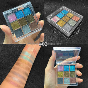 Benutzerdefiniertes Logo Hersteller Hochpigmentierte Farb-Make-up 9-Farben Glitzer-Lidschatten Holographische Gepresste Duo-Chrome Lidschatten-Palette - Product Image 4
