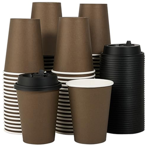 Vasos de Papel Kraft de Doble Pared de 16 oz, Ecológicos, Impermeables, Personalizados, con Tapas, para Cafeterías, Fiestas, Diseño en Relieve Portátil - Product Image 1