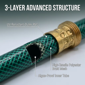 Tuyau d'arrosage à connexion rapide 3x télescopique en latex, tuyau d'arrosage magique de jardin avec buse de pulvérisation, tuyau flexible rétractable - Product Image 2