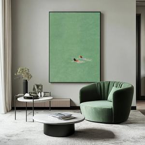 Arte Abstracto para Pared, Pintura Texturizada, Arte Contemporáneo de Nadadores en Aguas Verdes Claras, para Hogar y Galería - Product Image 5