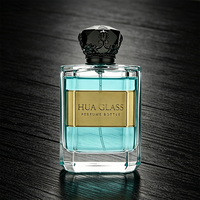 Flacon de parfum en verre 100 ml, modèle 2026, le plus vendu, avec plaque métallique, bouchon couronne et boîte design