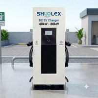 Chargeur EV commercial public SHUOLEX 40kW-80kW à double sortie, station de charge rapide avec écran intelligent, résistant à l'eau IP54