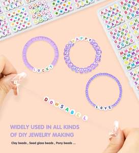 1520 pièces acrylique 4*7mm Alphabet perle ronde lettre Bracelet avec perles en forme de coeur pour la fabrication de bijoux Bracelets d'amitié - Product Image 6