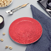 Assiette de présentation ronde classique de 13 pouces en plastique avec motif végétal, couleur personnalisée peinte à la main pour mariages et fêtes