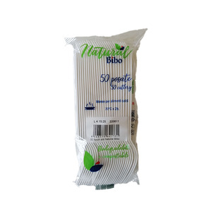 ส้อมพลาสติกชีวภาพย่อยสลายได้และสามารถนำไปทำปุ๋ยหมักได้ สีขาว 50 ชิ้น/แพ็ค - Product Image 2