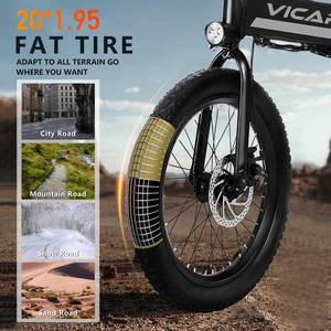 VICARE Vélo Pliant 20 Pouces 5 Vitesses avec Cadre en Aluminium, Fourche à Suspension, Batterie Lithium 48V 13Ah Intégrée au Cadre, Moteur Moyeu Arrière 500W et Freins à Disque - Product Image 5