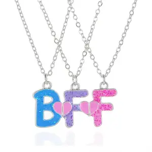 Hot Sale Good Friends Friendship Necklace Heart Shaped Magnet Attracts Three People BFF Pendant Necklace for Women