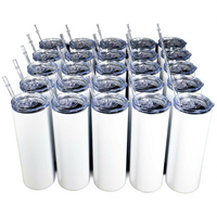 Meilleures ventes : Gobelets minces en acier inoxydable vierges blancs pour sublimation DIY, 20oz et 40oz, avec couvercle et paille