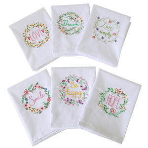 Serviettes en coton brodées 45x65cm 3 pièces Smile Love Live Simply Home Decor Ensemble de linge de table pour la cuisine - Product Image 2