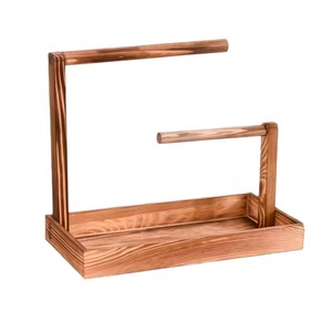 Wooden Jewelry Rack Double Layer Solid Wood Bracelet Necklace Display <b>Stand</b> Storage Organizer Natural Color - Product Image 5