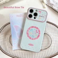 Coque de téléphone portable antichoc en TPU de qualité supérieure, motif nœud papillon à carreaux et blocs de couleur, style Instagram, pour iPhone 17 Pro
