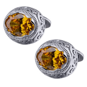 Gemelos redondos de circón de cristal púrpura, camisa francesa clásica, botón informal para puños, fiesta de boda para hombres