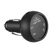 Voltímetro y Termómetro Digital 3 en 1 para Auto, Monofásico, DC 12V 24V, Monitor de Batería, IP68 Impermeable, USB 5V 2.1A, Rojo