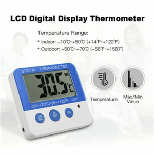 Thermomètres numériques pour réfrigérateur congélateur à Led, température et humidité avec indicateur d'alarme à Led - Product Image 2