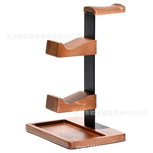 Solid Wood Headphone <b>Stand</b> With Game <b>Controller</b> Holder 10.2 Inch Desktop Organizer For Office And Gaming - Product Image 2