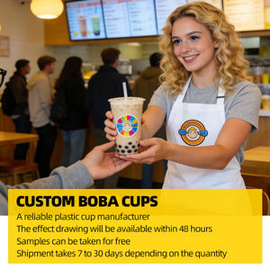 Gobelets à boba personnalisés jetables en PP, coupes à thé à bulles, gobelets à jus en plastique à emporter avec couvercles, 400 ml, 460 ml, 620 ml - Product Image 2