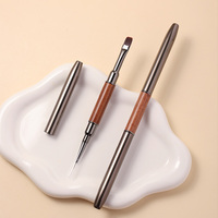 Pinceau à ongles 2-en-1 en bois avec logo personnalisé, double embout, fibres de nylon, pour liner et gel de construction, pointes fines 6mm, 9mm, 12mm