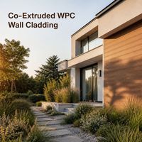 Panneau de revêtement mural extérieur en composite bois-plastique (WPC) co-extrudé, ignifuge, moderne, à grain de bois, 2880x159x25.5mm, imperméable