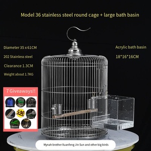 Cage à oiseaux Starling en acier inoxydable, nouveau <span class=keywords><strong>bassin</strong></span> rond - Product Image 6