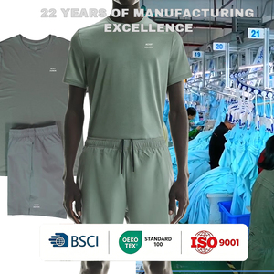 Ensemble T-shirt et short personnalisés avec logo brodé, vêtements d'entraînement en nylon et élasthanne, impression sérigraphique, ensemble deux pièces, coupe ajustée, <span class=keywords><strong>tenue</strong></span> <span class=keywords><strong>de</strong></span> <span class=keywords><strong>sport</strong></span> pour <span class=keywords><strong>homme</strong></span> - Product Image 1