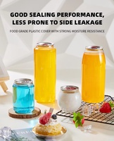 Bouteille en PET transparente avec bouchon en aluminium et tirette, 350 ml, 500 ml, personnalisable avec logo, pour gâteaux, desserts, sodas, bubble tea
