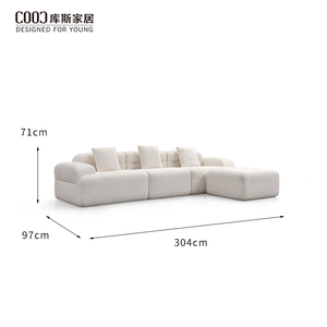 EU Foshan Factory Modern L Shaped Modular Sectional Boneless Couch <b>Set</b> Living Room 3 Seater Compressed with Ottoman - Product Image 3