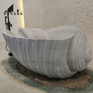 QUYANG modernes Gebäudedesign Badezimmer dekorative Naturstein-Badewanne freistehende Marmor-Schonklauben-Badewanne - Product Image 1