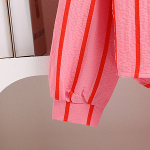 2025 adolescent printemps automne rose rouge rayé chemise pantalon évasé ensemble Offre Spéciale nouvelle mode filles tenue douce filles vêtements ensembles - Product Image 6