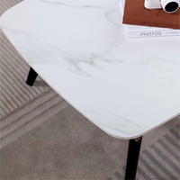 Table à thé moderne en argent rectangulaire ronde de luxe Tables basses en pierre de marbre Table basse en bois de chêne véritable