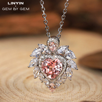 Pendentif en forme de coeur Bijoux en argent Morgan Pink Heart Charm Silver 925 Sterling Luxury Necklace