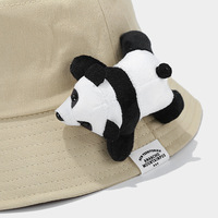 RJ Gorro de Pescador de Felpa 3D de Panda de Dibujos Animados, Lindo, de Verano, Casual, Deportivo, Liso, Accesorio de Moda para Viajes, Regalo, Venta al por Mayor