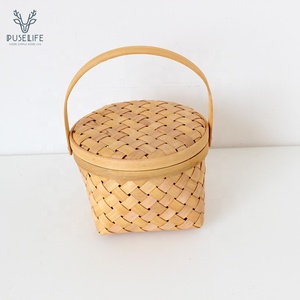 Nuevo diseño de la cesta de fruta de madera tejido de cesta con tapa - Product Image 1