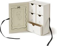 Boîte cadeau haut de gamme étanche pour baptême de bébé avec tiroir à 5 compartiments, pelliculage mat et gaufrage