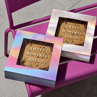 Boîte cadeau rigide de luxe pour biscuits, avec fenêtre transparente, logo personnalisé, biodégradable, impression holographique, haute qualité