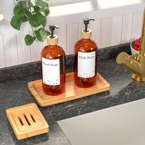 <b>Bamboo</b> Tray Rectangular Minimalist Design For <b>Soap</b> <b>Dish</b> And Home Decor Floral Pattern - Product Image 4