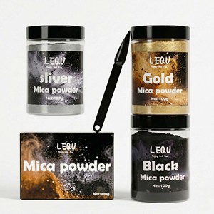 ชุดผงสีเมทัลลิก LEQU 3 ชิ้น สีดำ ทอง เงิน ความเข้มข้นสูง สำหรับงานเรซิ่นและงานเพ้นท์ - Product Image 1