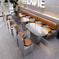 Ensemble de table à manger, style nordique minimaliste, luxe léger, style Hong Kong, meubles de restaurant en acier inoxydable, restaurants commerciaux