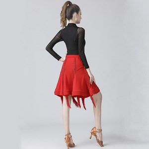 Vestido de <span class=keywords><strong>baile</strong></span> latino Mujer Adulto Falda Entrenamiento Big <span class=keywords><strong>Swing</strong></span> Fringe <span class=keywords><strong>Ropa</strong></span> de manga larga - Product Image 3
