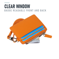 Porte-badge en cuir PU personnalisé avec logo, vente en gros, avec cordon pour le personnel de bureau et scolaire