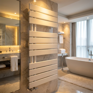 Sèche-serviettes plat blanc à panneau chauffant, radiateur hydronique pour salle de bain avec étagère pour spa et salle de <span class=keywords><strong>douche</strong></span> - Product Image 1