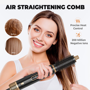 Brosse à <span class=keywords><strong>cheveux</strong></span> multifonctionnelle à air chaud 3 réglages de chaleur/vitesse Volumiseur anti-brûlure Lisseur 2 en 1 - Product Image 4