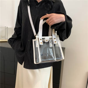 Bolso de Playa Transparente de Gran Capacidad para Mujer, Moderno, Portátil, de PVC, Tipo Jelly, para Primavera/Verano, con Correa para el <span class=keywords><strong>Hombro</strong></span>, para Cosméticos y Ocio - Product Image 3